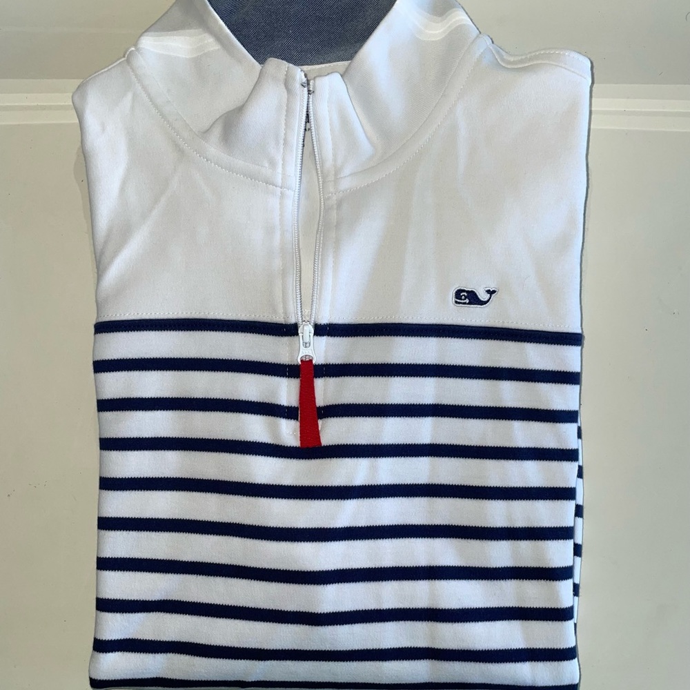 Navy Blue & White striped Vineyard Vines shep shirt